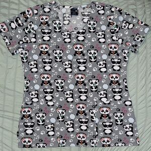 Gray Panda Print Women's Top